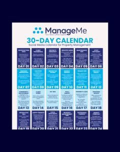 ManageMe 30-Day Social Media Calendar for Property Management (PDF cover)